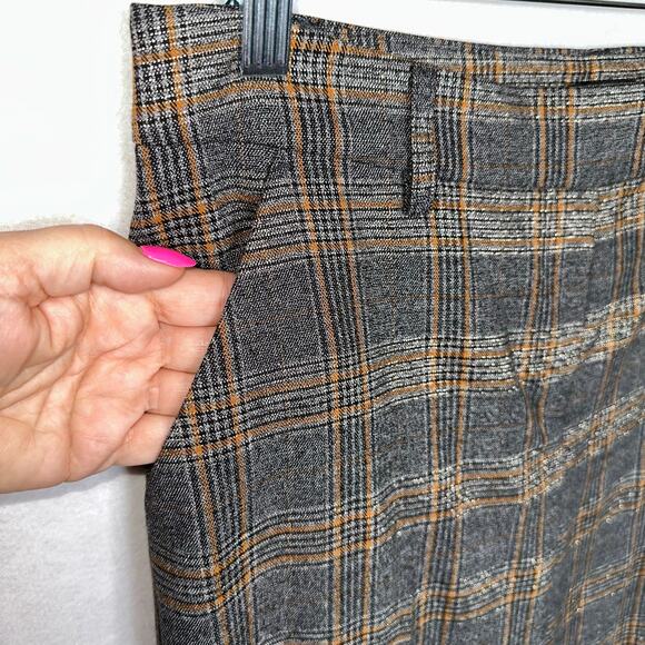 Express Editor Women's Metallic Plaid Trouser Pants Gray Brown Gold Size 8 - Picture 6 of 13